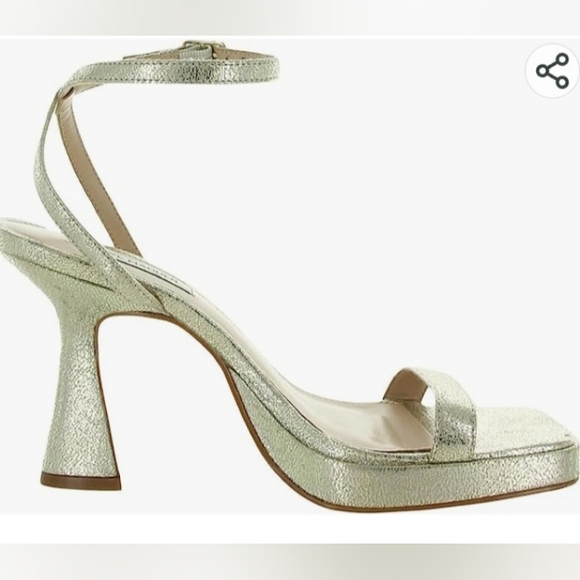 Steve Madden Nicky Open Toe Gold Flare Heel Sandals Size 10 New - Picture 3 of 16